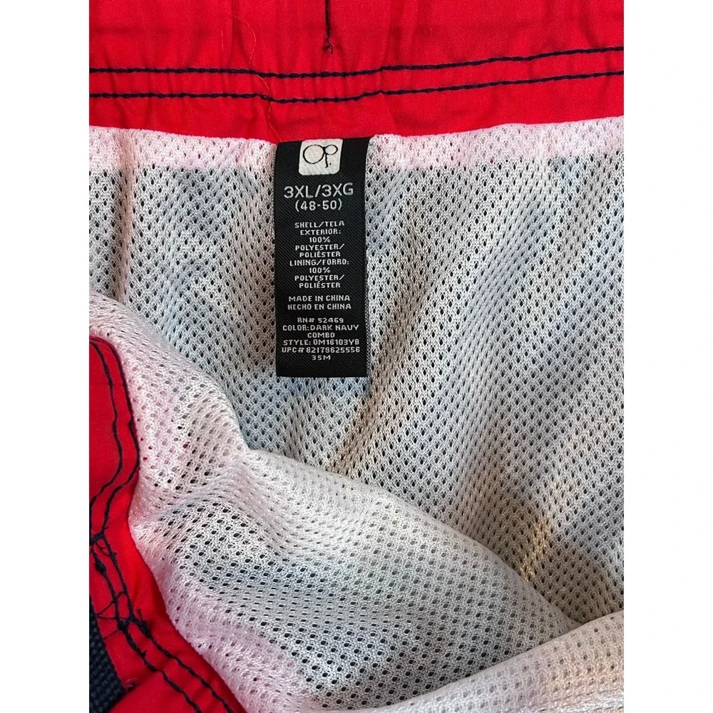 NWT Ocean Pacific Mens 3XL Swim Trunks Dark Navy Red Retro Surf Classic Sunguard